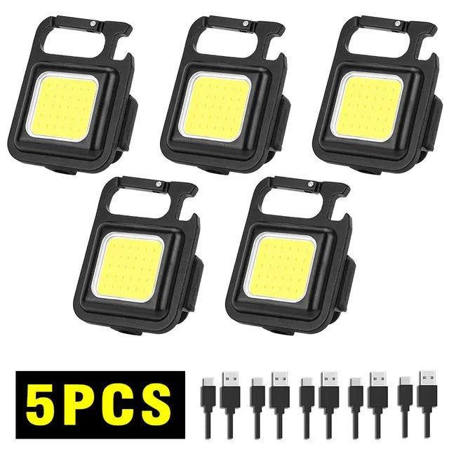 Mini Portable Led Flashlight USB Rechargeable Keychain Light Pocket Torch COB Work Lights Outdoor Camping Emergency Lamp Lantern-WAYBIKER