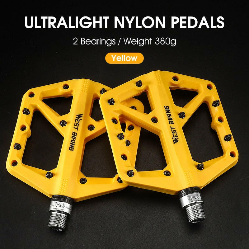 WEST BIKING Ultralight Nylon Bicycle Pedals Moutain Bike Pedals 2 Sealed Bearings Non-Slip Multicolor Bike Pedals MTB Accessorie-WAYBIKER