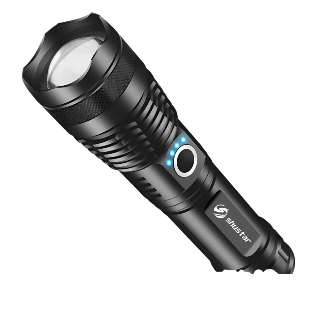High Power LED Flashlight Camping Torch With 4 Core P50 Lamp Bead Zoomable 5 Lighting Modes Use of High Strength Aluminum Alloy-WAYBIKER