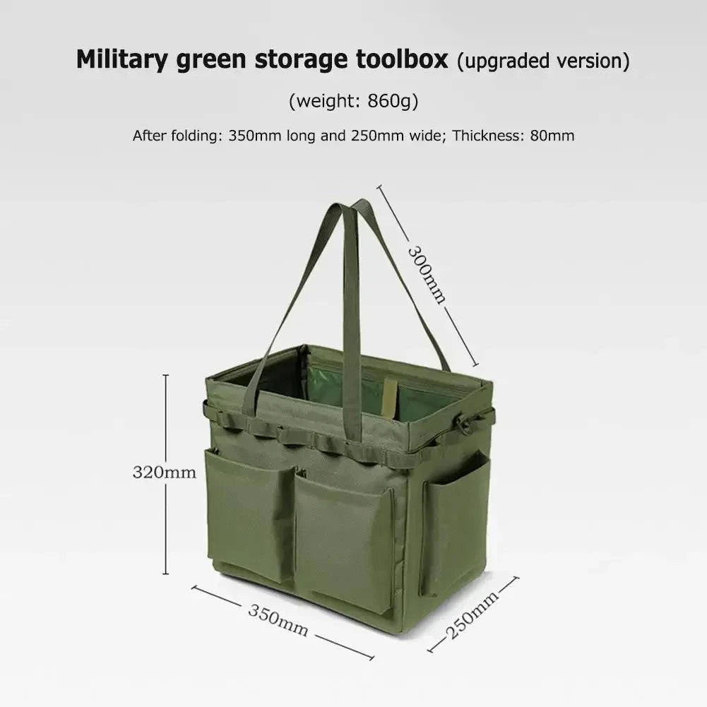 Large Capacity Camping Storage Tool Box Multifunction Wide Mouth Tool Bags Collapsible Outdoor Hiking Fishing Organizer Bags-WAYBIKER