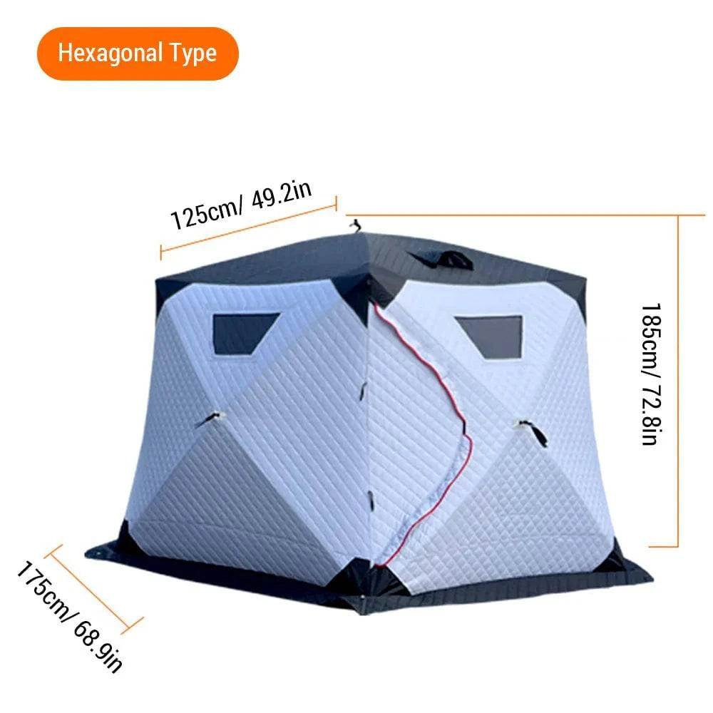 Outdoor Camping Ice Fishing Tent Insulated Thicken Quick Set Up Winter Fishing Tent for 5-8 People Camping Hiking Fishing-WAYBIKER