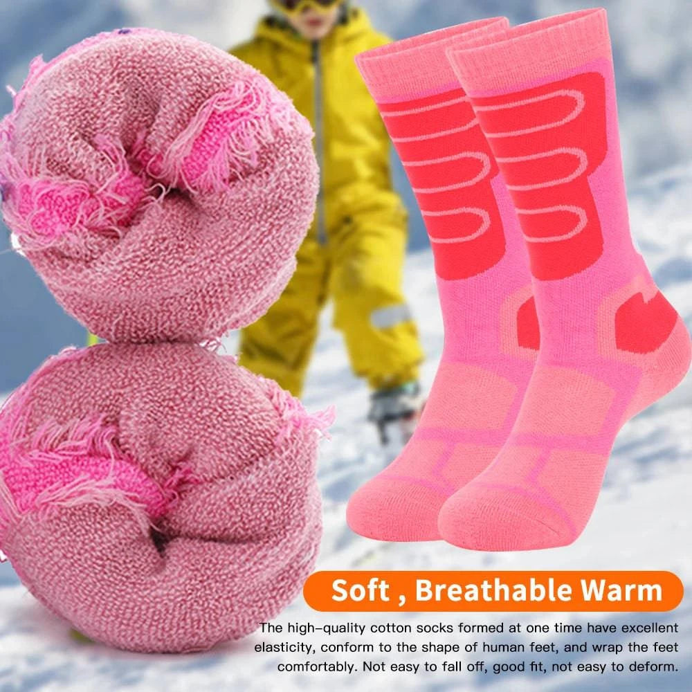 Children's Ski Socks Warm Winter Socks Thermal Ski Socks for Kids Boys and Girls-WAYBIKER
