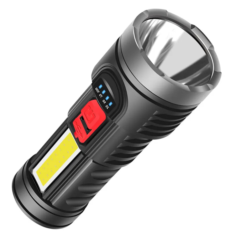 4-core Super Bright LED COB Multi-function Portable Flashlight Built-in Battery USB Rechargeable Outdoor Camping Work Light-WAYBIKER