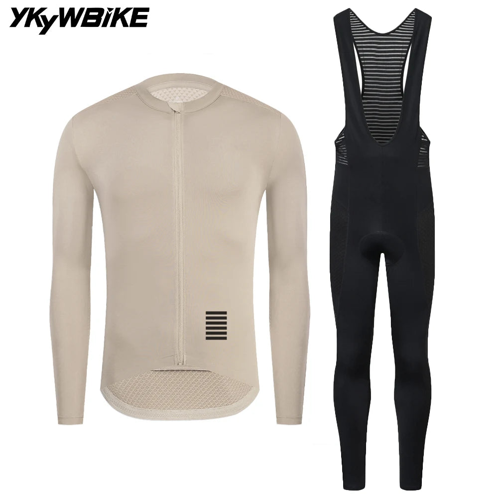 YKYWBIKE Men's Cycling Sets Long Sleeve Long Bib Pants  Bicycle Clothes Man Cycling Maillot Road Bike Kit Cycling Clothing-WAYBIKER