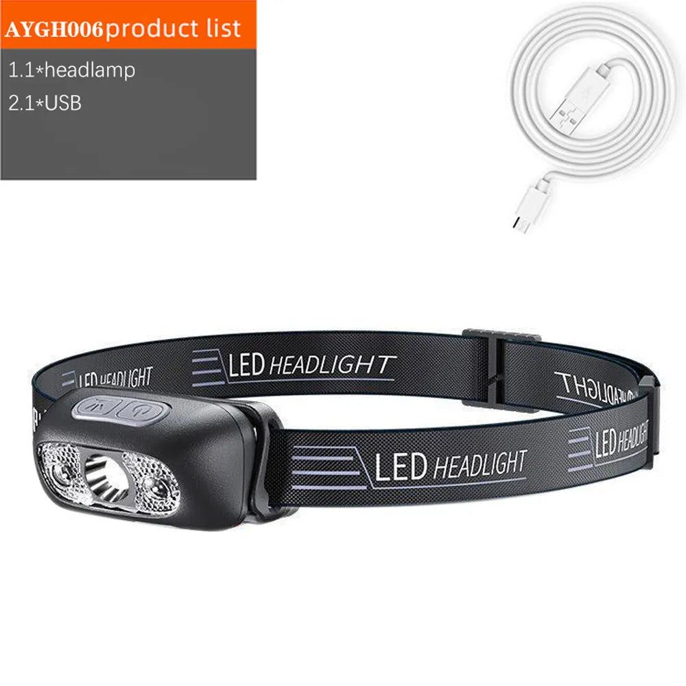 500 Lumen USB Rechargeable Headlamp Motion Sensor Bright XPE LED Running Fishing Flash Head lamp Headlight Infrared Sensor Light