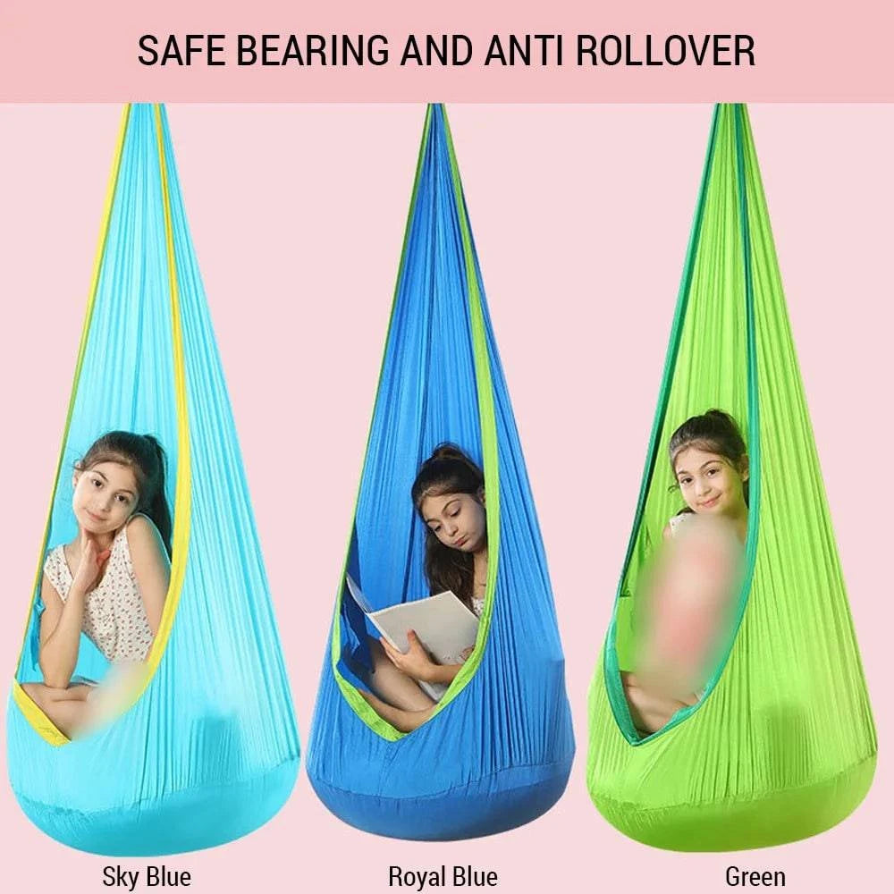 Hanging Pods Swing for Kids Hammock Chair Child Swing Hammock Chair with Inflatable Cushion for Indoor and Outdoor Use-WAYBIKER