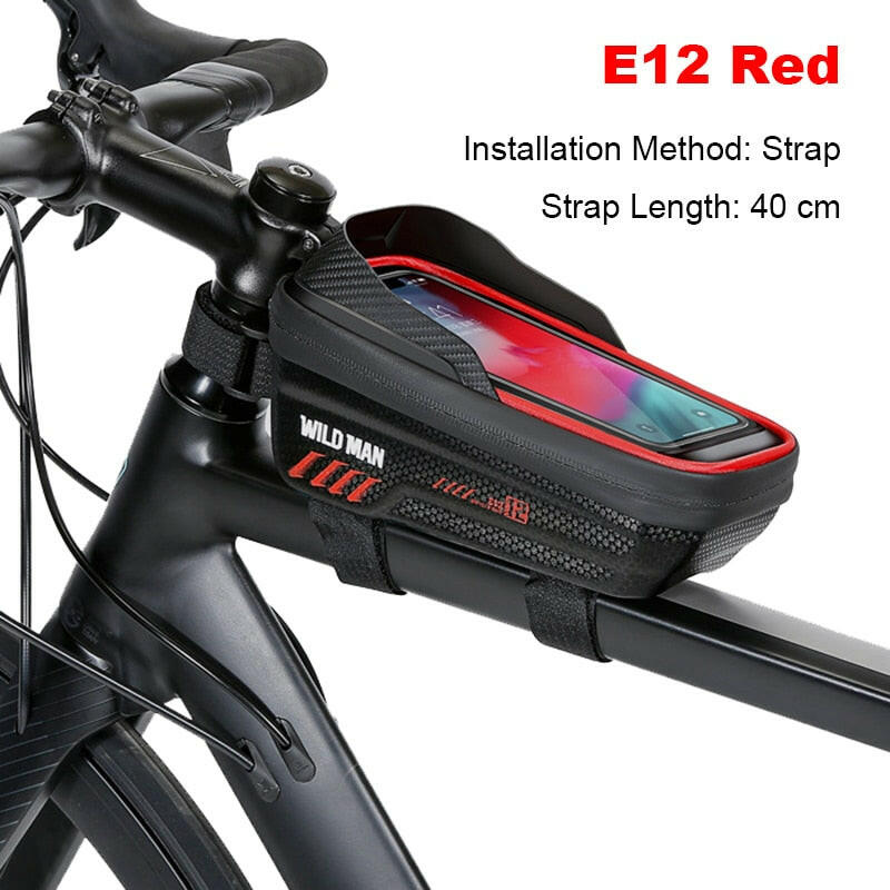 WILD MAN Front Bicycle Frame Bag Waterproof Cycling Bag Touch Screen Phone Cases 6.8" Hard Shell Bike Bag Mtb Accessories-WAYBIKER