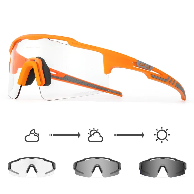Kapvoe Photochromic Sunglasses Cycling Glasses for Men Women Sports Speed Road MTB Mountain Bike Bicycle Cycle Eyewear Goggle-WAYBIKER