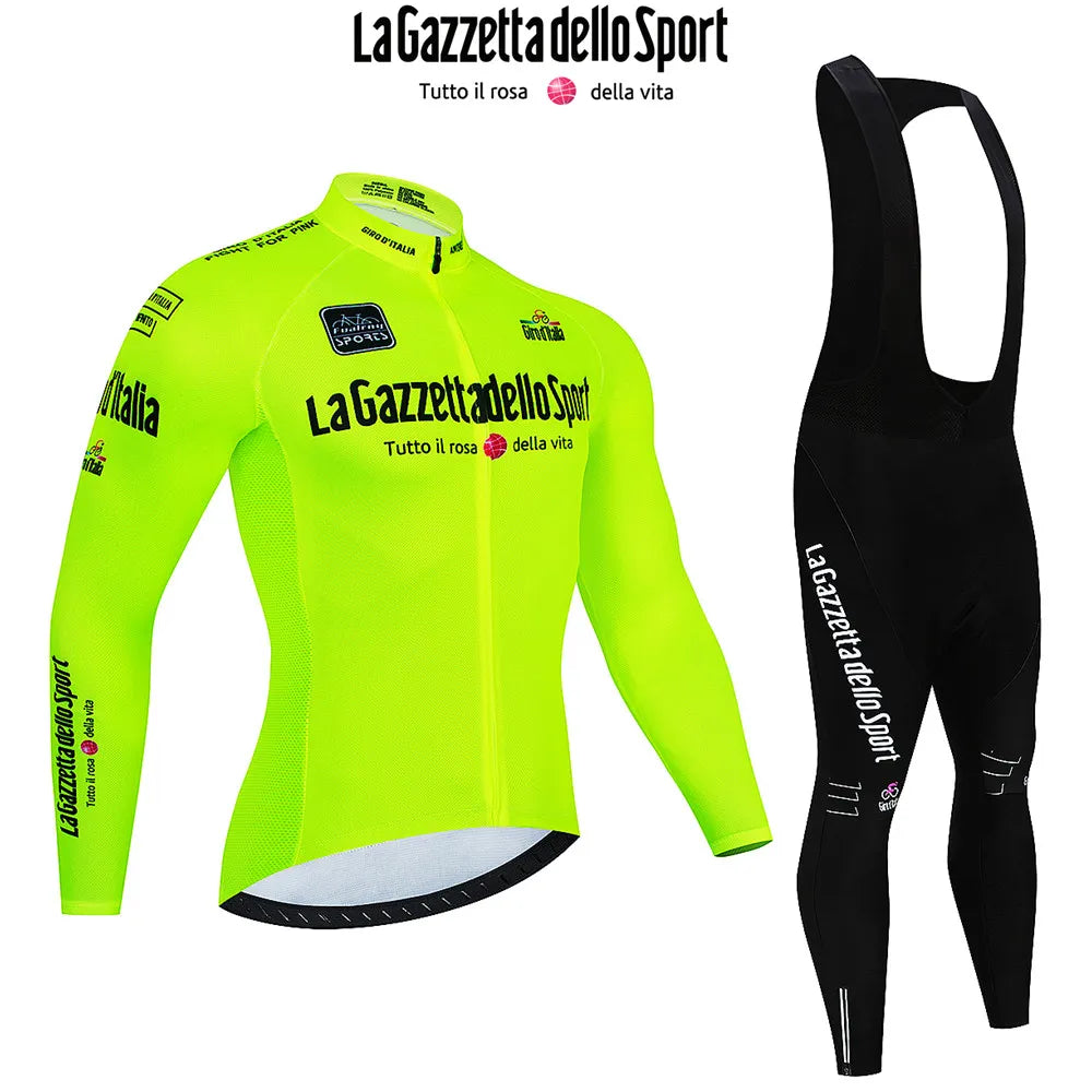 Tour De Giro D'ITAL Autumn Long Sleeve Cycling Jersey Set Bicycle Sportwear Suit Road Bike MTB Bike Wear Ropa Ciclismo Uniform-WAYBIKER
