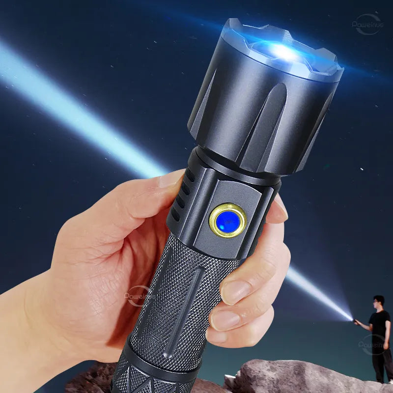 Paweinuo Super LED Flashlight Usb Rechargeable Powerful Torch Zoom IPX6 Waterproof Tactical Flash Light for Working Hunting etc-WAYBIKER