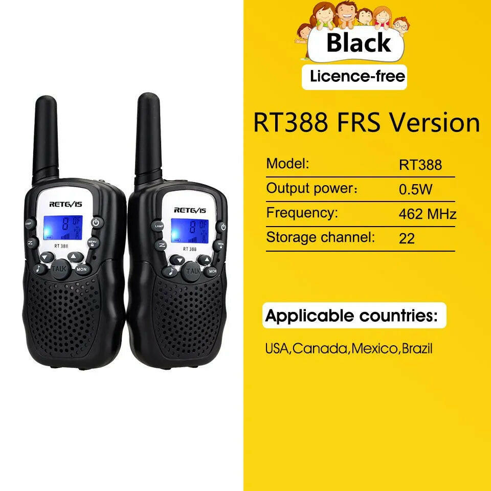 RETEVIS RT388 Walkie Talkie Children 2 Pcs Children Radio Receiver WalkieTalkies Kids Birthday Gift Child Toys for Boys Girls-WAYBIKER