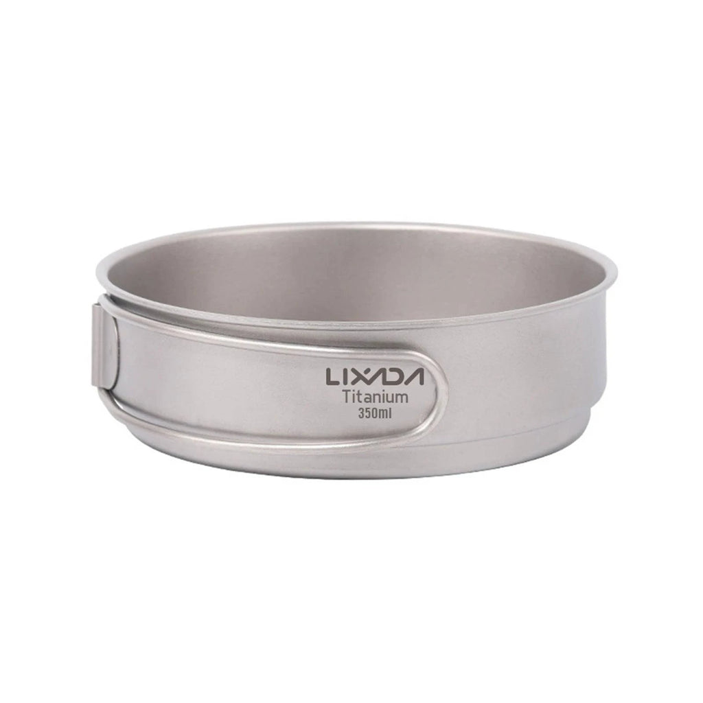 Lixada 350ml/500ml Ultralight Titanium Frypan Outdoor Camping Hiking Picnic Backpacking Cooking Frying Pan with Foldable Handles-WAYBIKER