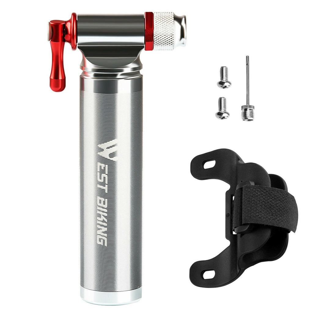 KKMOON WEST BIKING Mini Bike Pump CO2 Inflator Road Mountain Bikes Bicycle Tire Pump for Presta and Schrader-WAYBIKER