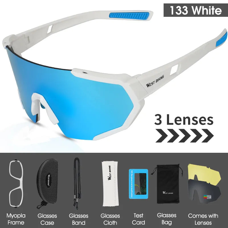 WEST BIKING 3 Lens Polarized Cycling Sunglasses UV400 Sports Bicycle Glasses MTB Mountain Fishing Hiking Men Women Sunglasses-WAYBIKER