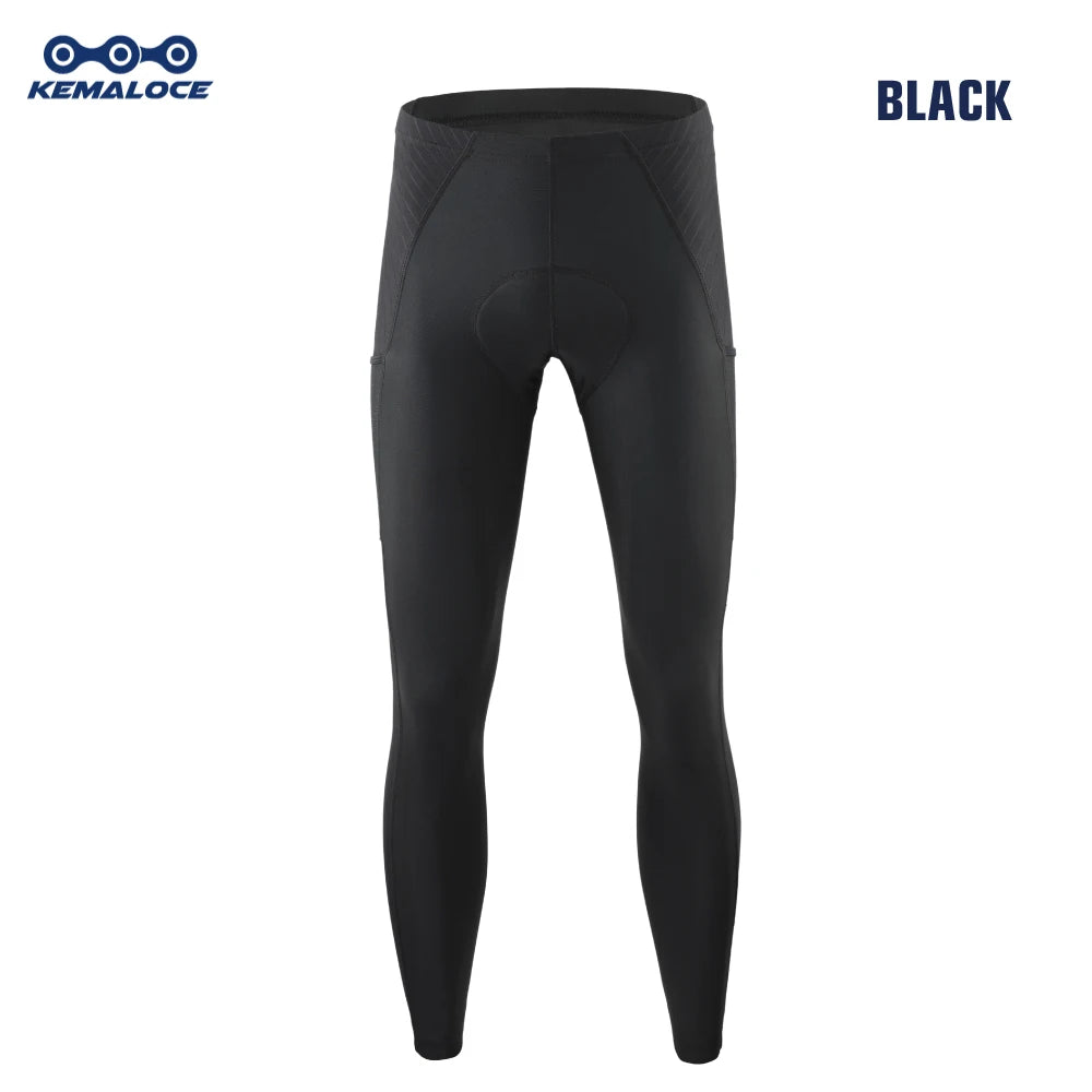 KEMALOCE Cycling Long Pants Men Autumn Blue&Grey Gel Pad Reflective Bike Bib Pants Breathable Bicycle Trousers With Rear Pocket