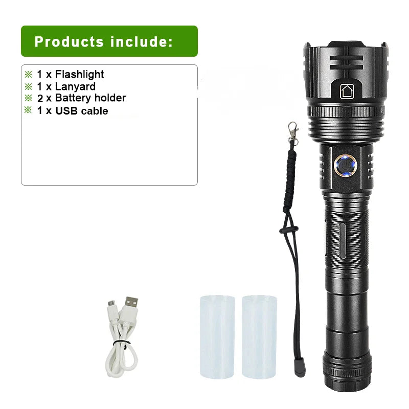 Light 1500m High Power Led Flashlights  Rechargeable Flashlight With Usb Charging Ultra Powerful Torch Work Tactical Light-WAYBIKER