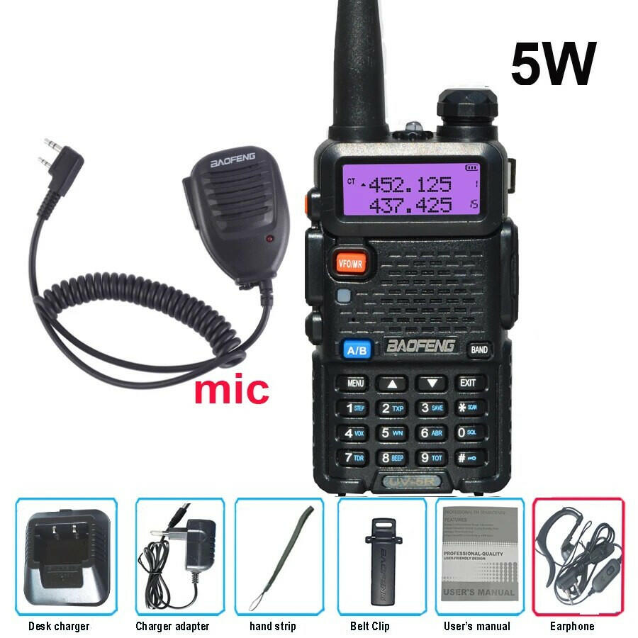 Original Baofeng UV-5R FM Walkie Talkie 5W Portable Ham Amateur CB Radio Dual Band VHF/UHF Transceiver Two Way Radios Hunting-WAYBIKER