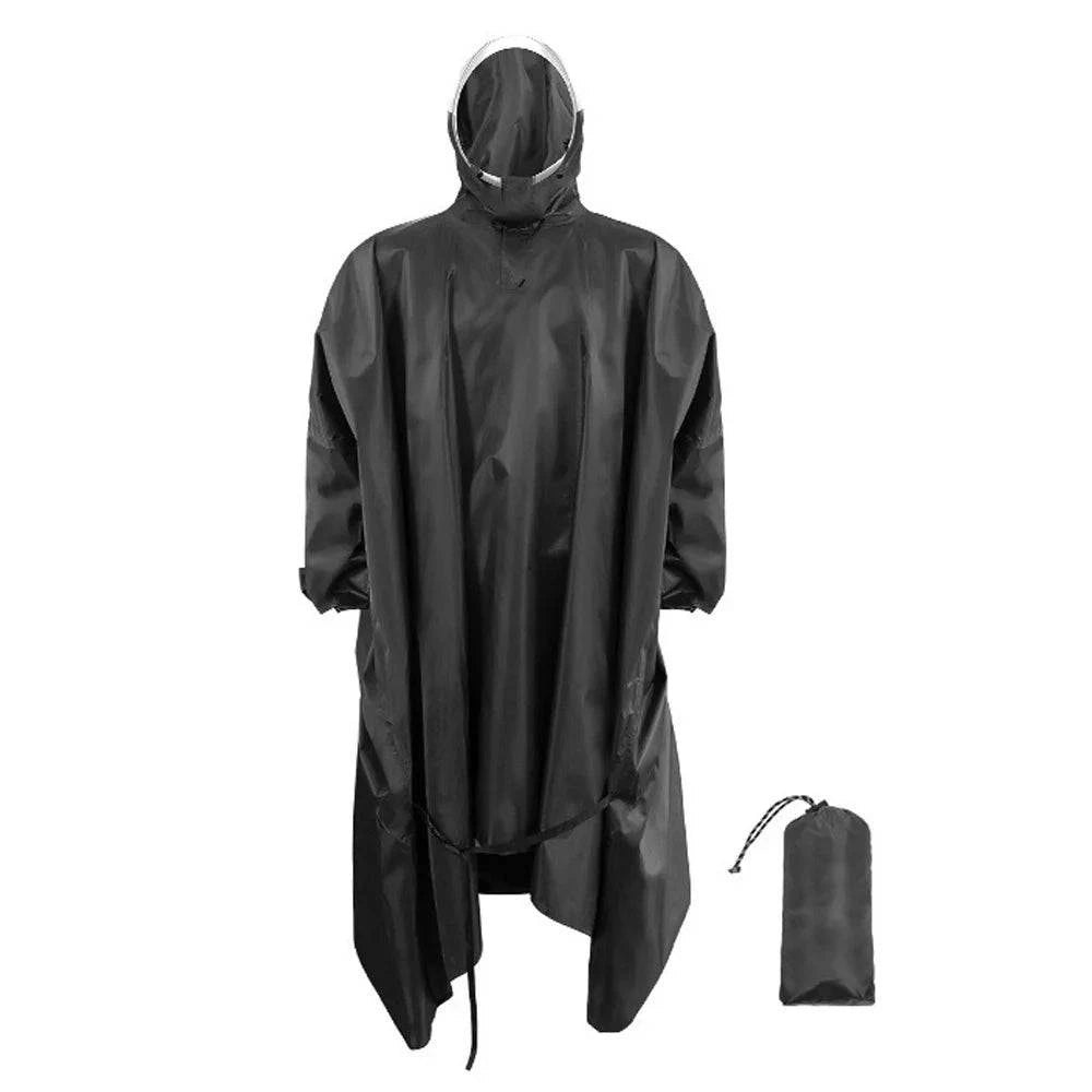 Hooded Waterproof Rain Coat Lightweight Reusable Rain Poncho with High-definition Transparent Brim for Hiking Camping Fishing-WAYBIKER