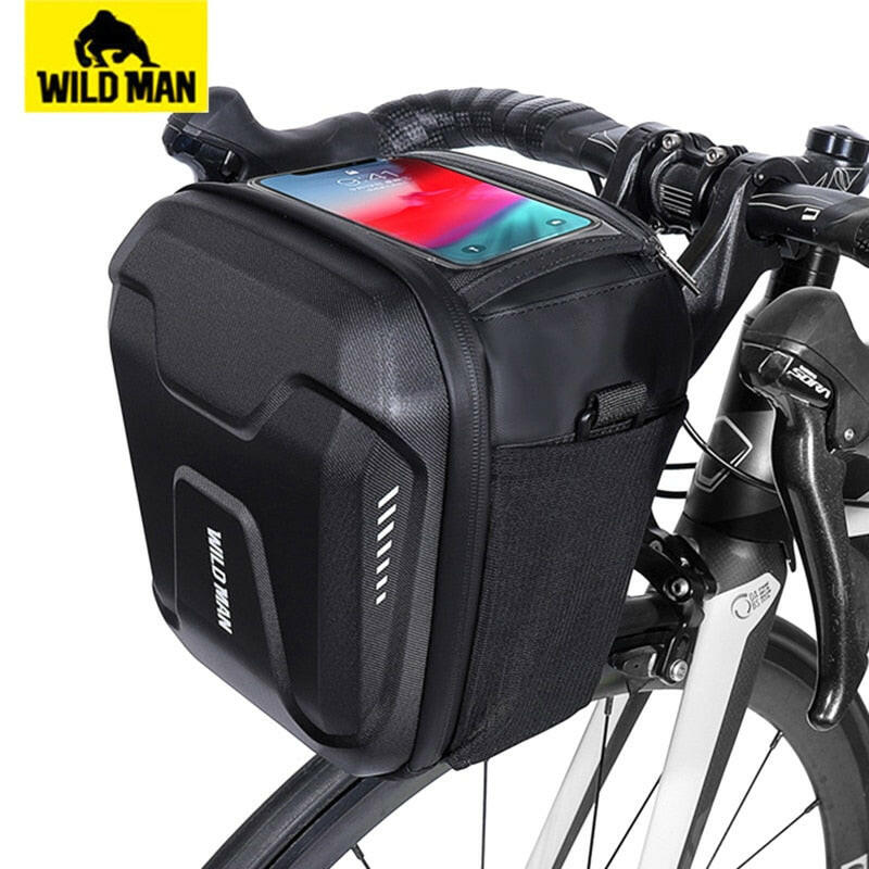 WILD MAN Rainproof Bike Front Bag Multifunctional Bicycle Handlebar Bag Cycling Head Bag Bycicle Accessories Storage Capacity 3L-WAYBIKER