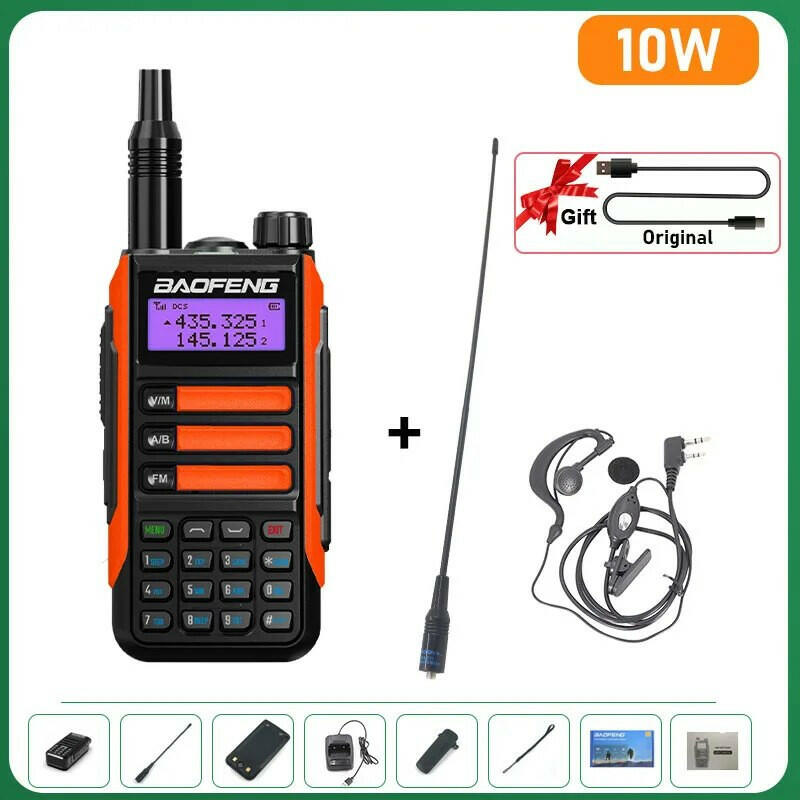 BaoFeng UV-16 Plus Walkie Talkie High Power USB C 10KM Long Range UV-16 Two Way Radio Dual Band Waterproof Transceiver FM Radio-WAYBIKER