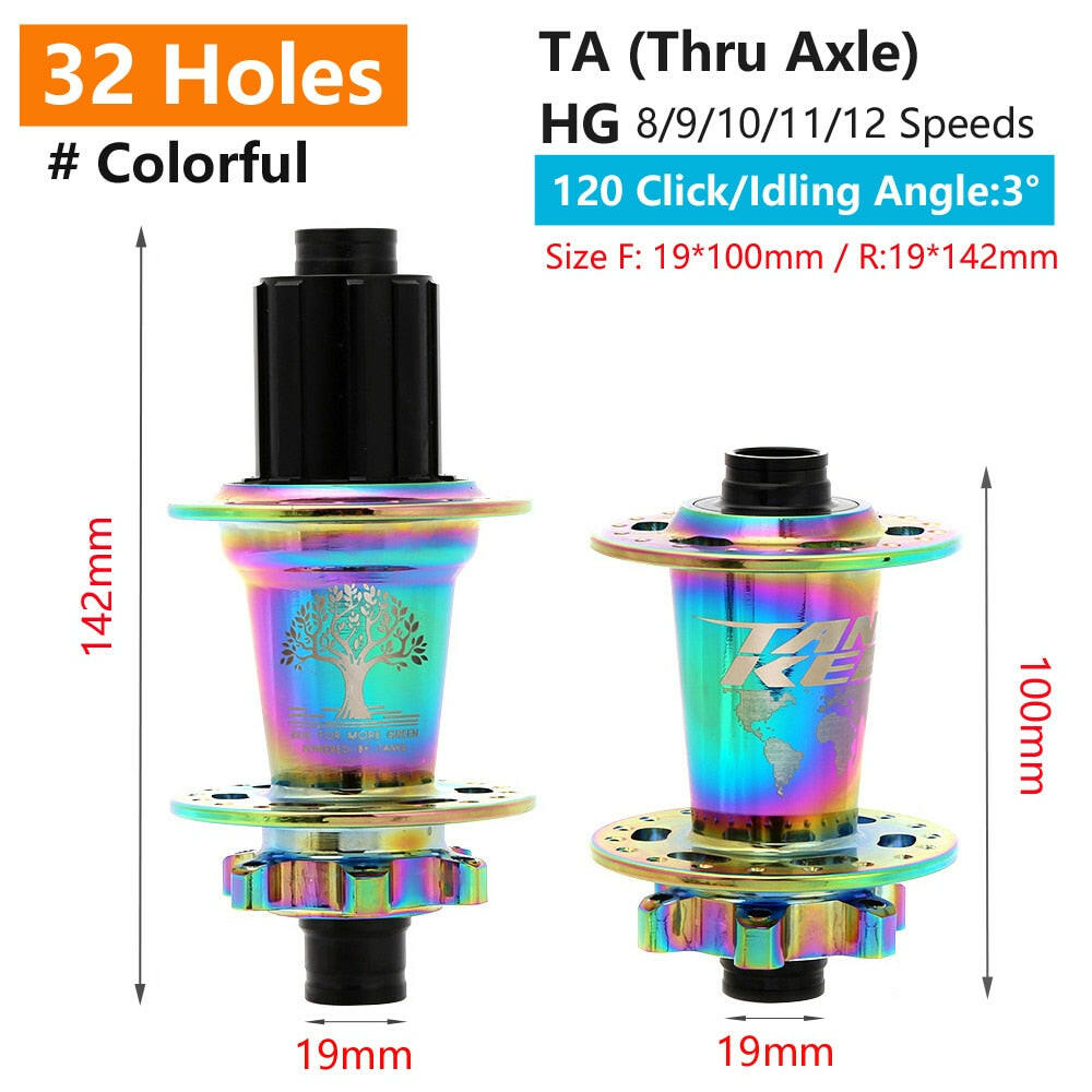 TANKE 120 Click Hub 6 Bearing MTB Mountain Bike Hub Front Rear Thru HG 28 32 36 Holes Disc Brake Bicycle Hubs 8 9 10 11 12 Speed-WAYBIKER