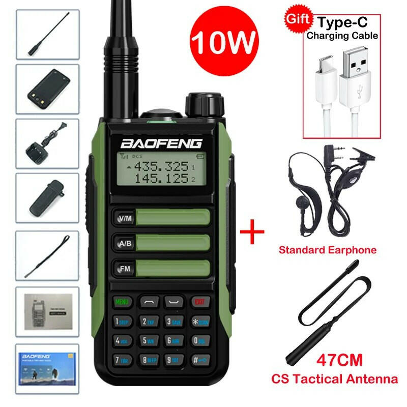 2023 Baofeng UV-16 MAX Walkie Talkie 10 KM Military 10W Powerful Waterproof VHF UHF CB Ham Dual Band Two Way Radio USB-C Charger-WAYBIKER