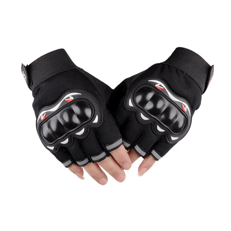 1pair Motorcycle Gloves Riding Protective Gear Motorcycle Sporting Goods Half-finger Riding Equipment Modification Accessories-WAYBIKER