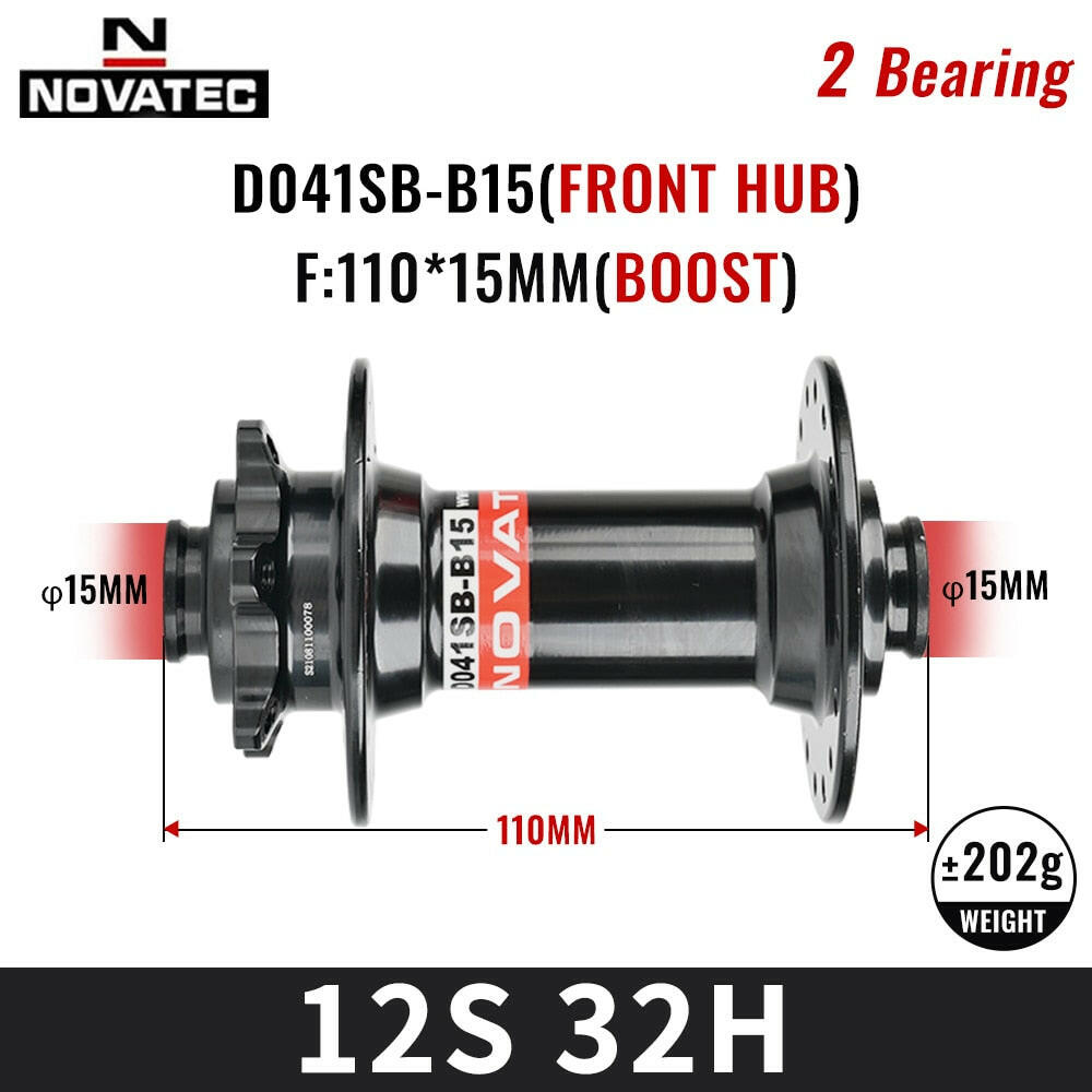 Novatec Bicycle Hubs D041/D442SB MTB Bike Hub CR-MO Steel Freehub Cassette 7 Bearings 12S Micro Spline 12 Speed 32 Holes-WAYBIKER