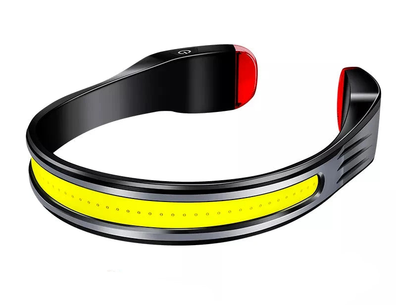 Running Headlamp USB C Rechargeable Built-in Battery Strong Light Fishing Reading Headlight with Tail Red and White Light-WAYBIKER