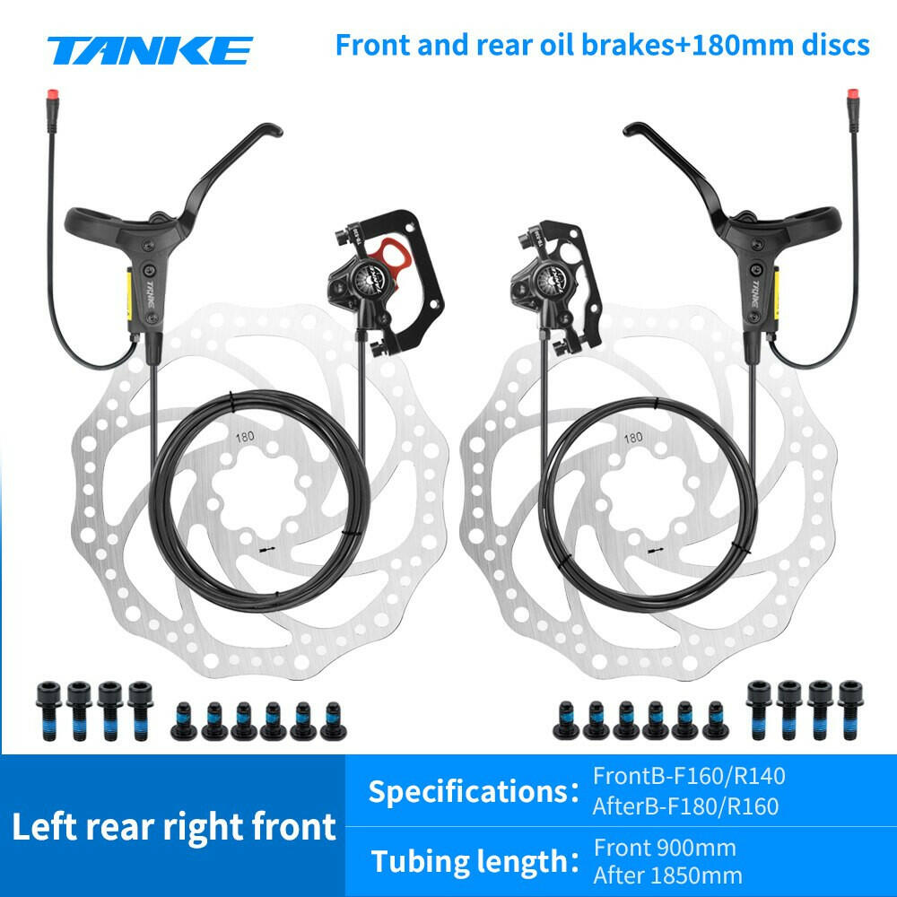 TANKE e-bike MTB electric Bike Hydraulic Disc Brake Set 180mm Rotors Oil Calliper Plate Front Rear Mountain Bicycle Clamp 22.2mm-WAYBIKER