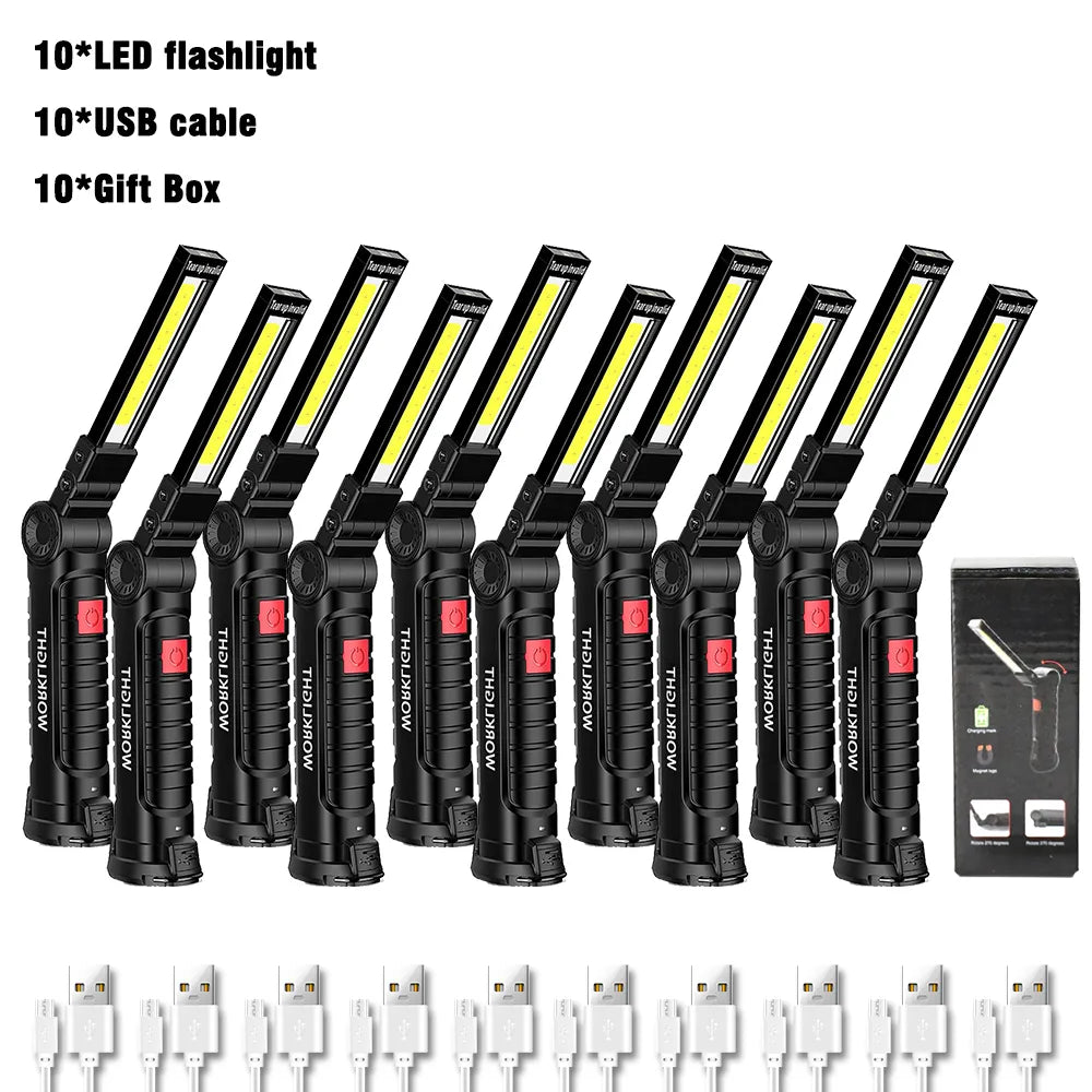 USB Rechargeable LED Flashlight New COB Magnetic Work Lamp Portable Lanterna Built In Battery Camping Torch Emergency Light-WAYBIKER