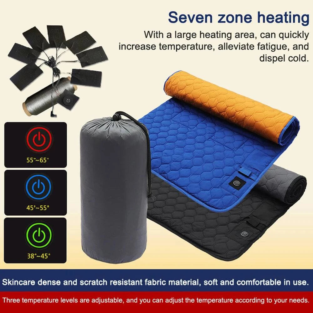 Winter USB Heating Sleeping Mat Camping Warming Mattress Temperature Adjustable Warm Tent Sleeping Mat Foldable Sleeping Pad-WAYBIKER