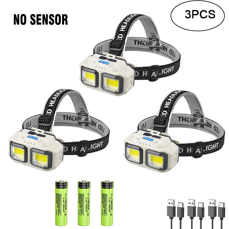 Powerful  LED Headlamp Torch USB Rechargeable Flashlight Headlight Waterproof Head Light Camping Fishing Mining Light Lamp Torch-WAYBIKER
