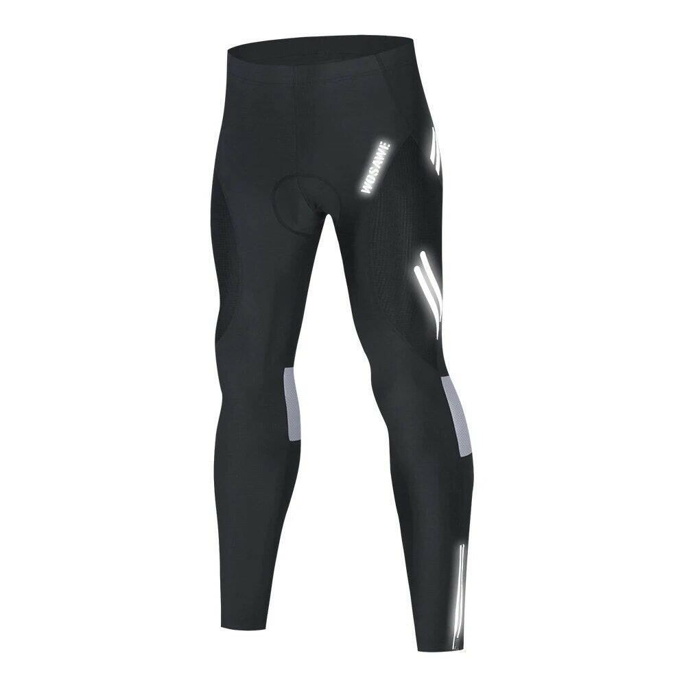 WOSAWE Men's Bike Pants Long 3D Padded Cycling Tights MTB Pants Bicycle Leggings Outdoor Riding Quick Dry Reflective Clothing-WAYBIKER