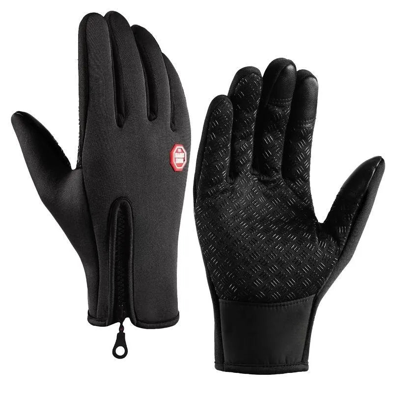 Winter Gloves For Men Waterproof Windproof Cold Gloves Snowboard Motorcycle Riding Driving Warm Touchscreen Zipper Glove-WAYBIKER