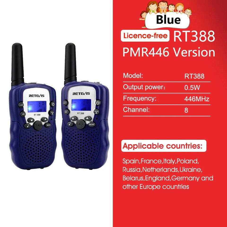 RETEVIS RT388 Walkie Talkie Children 2 Pcs Children Radio Receiver WalkieTalkies Kids Birthday Gift Child Toys for Boys Girls-WAYBIKER