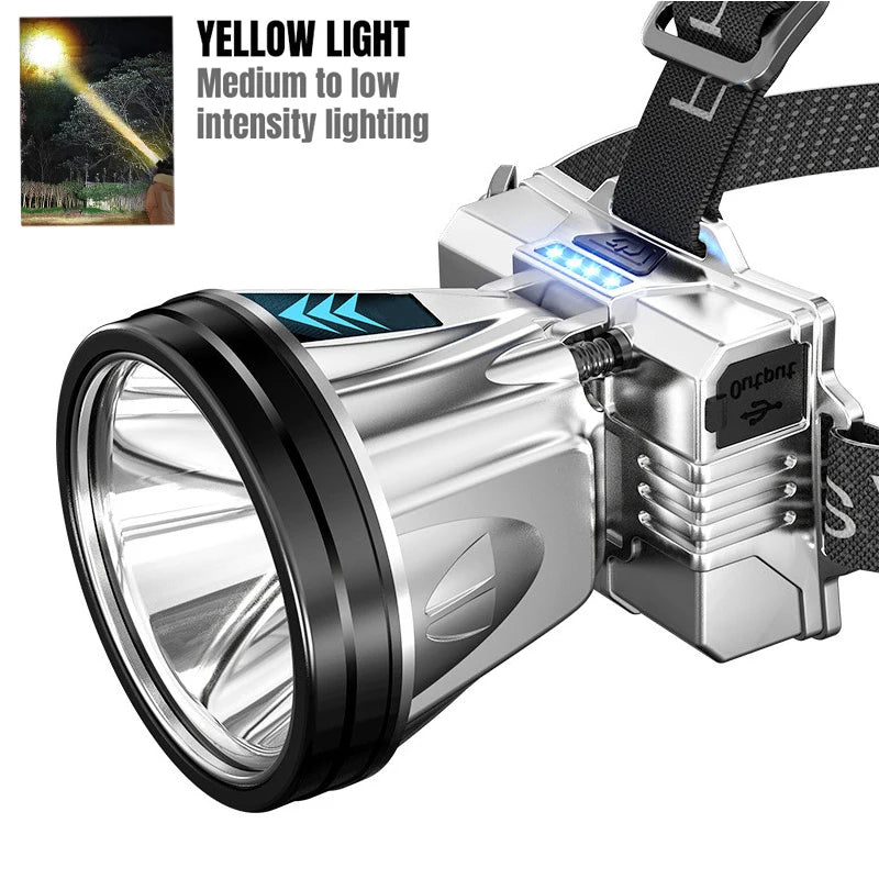 Super Bright LED Rechargeable High-power Headlights High Brightness Emergency Charging Outdoor Head Flashlight Fishing Lamp-WAYBIKER