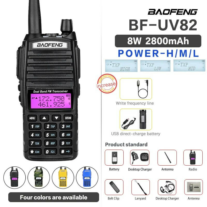 Optional 5W 8W Baofeng UV-82 Walkie Talkie 10 km Baofeng uv5r walkie-talkie hunting Radio uv 82 Baofeng UV-9R UV-5R UV-8HX UV-XR-WAYBIKER