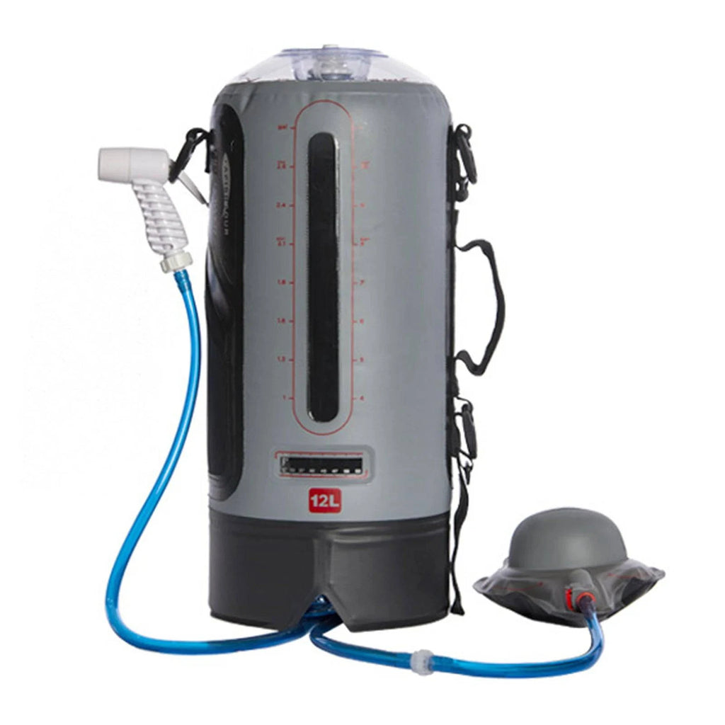 12/20L Outdoor Camping Tourism Shower Bag Folding Water Bag Container Sack with Air Pump 1.9m Hose Shower Head for Hiking Picnic-WAYBIKER