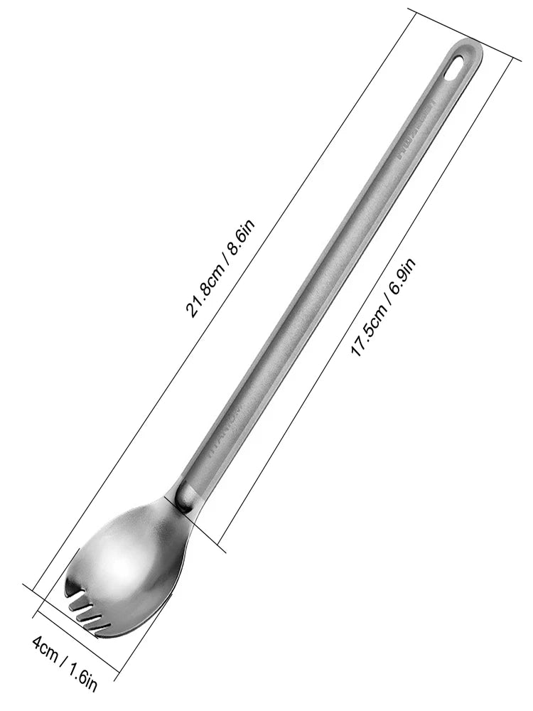 Titanium Long Handle Spork Cutlery for Outdoor Camping Backpacking Picnic-WAYBIKER