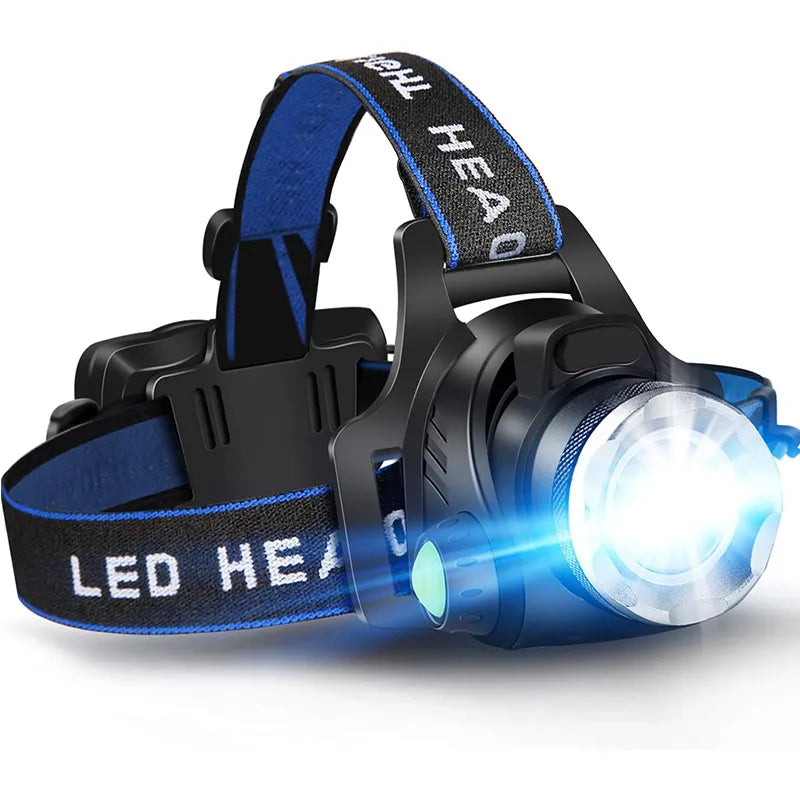 Powerful LED Induction Headlamp USB/DC Rechargeable Headlight Aluminium Alloy Outdoor Waterproof Head Lamp High Lumen Head Torch-WAYBIKER