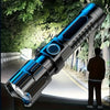 1pc Multi-functional Outdoor Strong Light LED Long-range Telescopic Zoom Flashlight, Plastic USB Rechargeable Flashlight-WAYBIKER