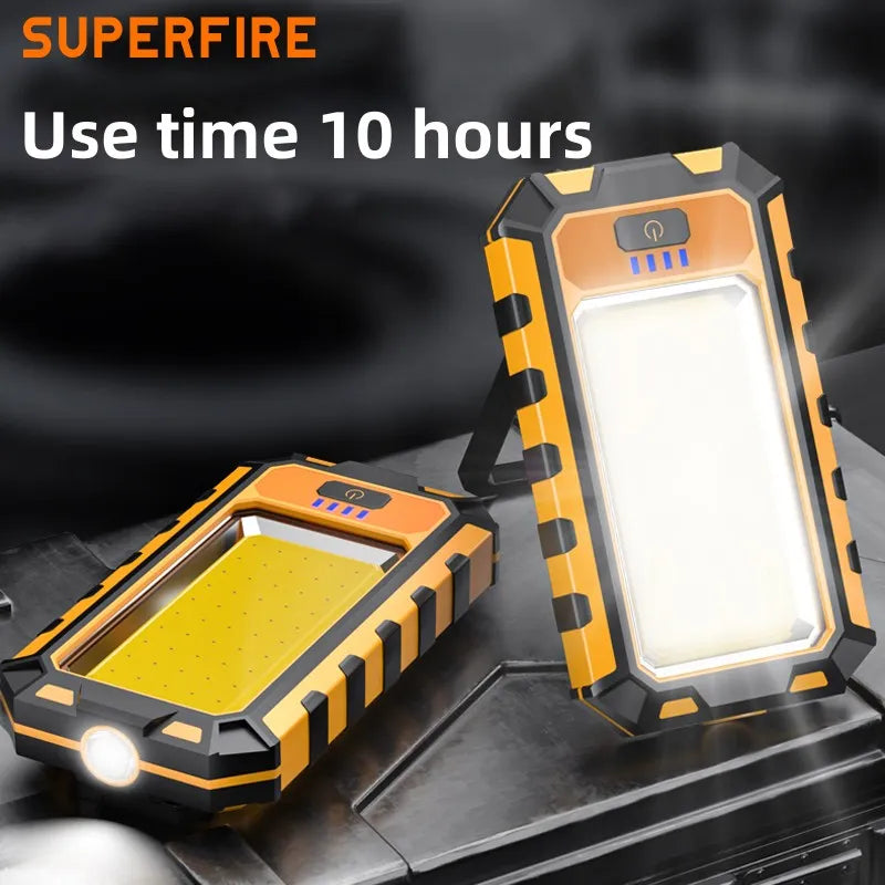 SUPERFIRE G25 Work Light LED Flashlight COB+XPE Lamp Beads Foldable Power Bank TYPE-C Waterproof with Magnet Powerful Display-WAYBIKER