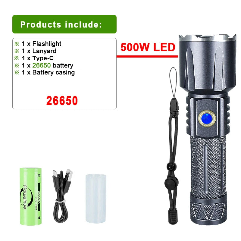 Paweinuo Super LED Flashlight Usb Rechargeable Powerful Torch Zoom IPX6 Waterproof Tactical Flash Light for Working Hunting etc-WAYBIKER