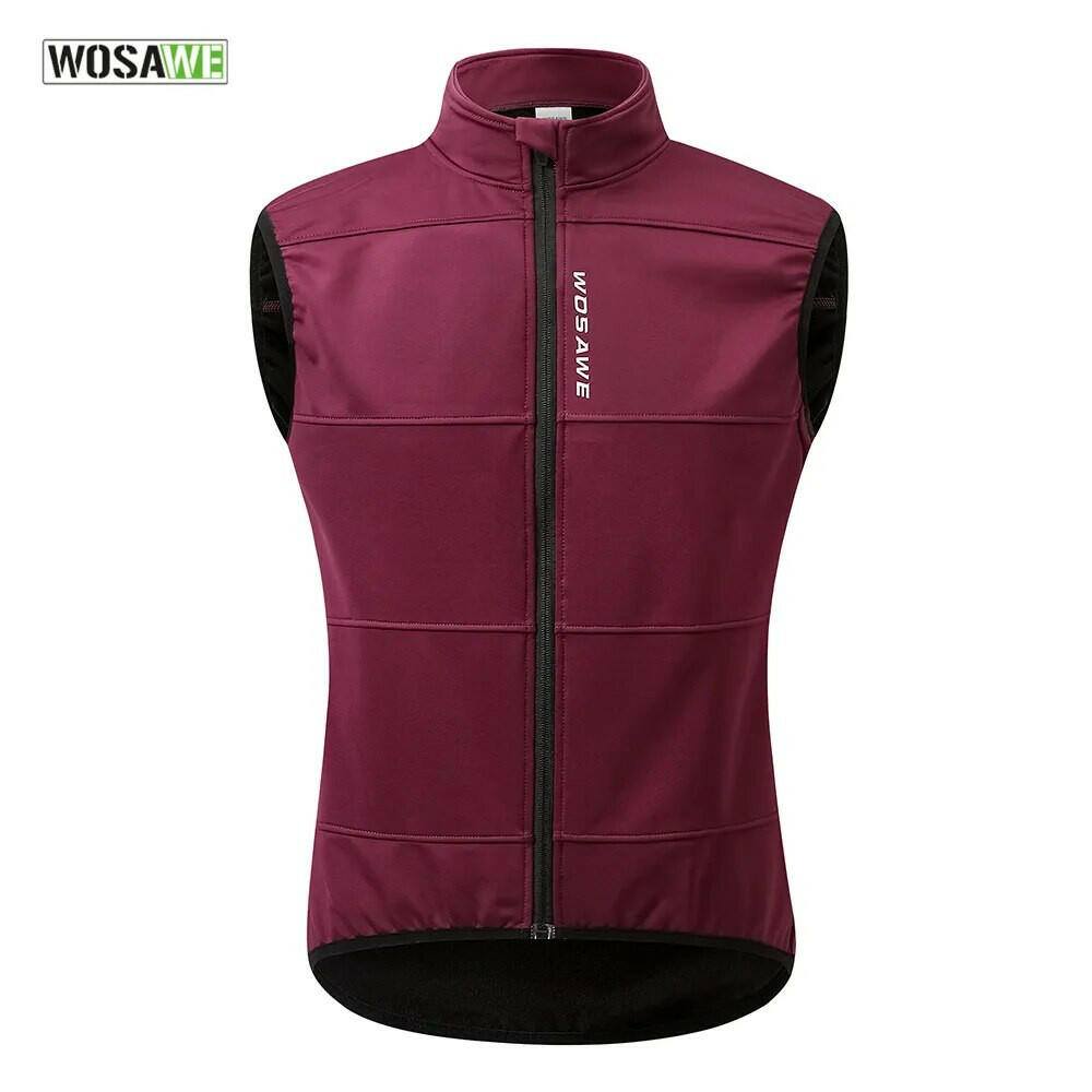 WOSAWE WINTER Gilet Thermal Fleece Men Cycling Jacket Sleeveless Cycling Bike Clothing Black Vest Winter Coat  No Pockets-WAYBIKER