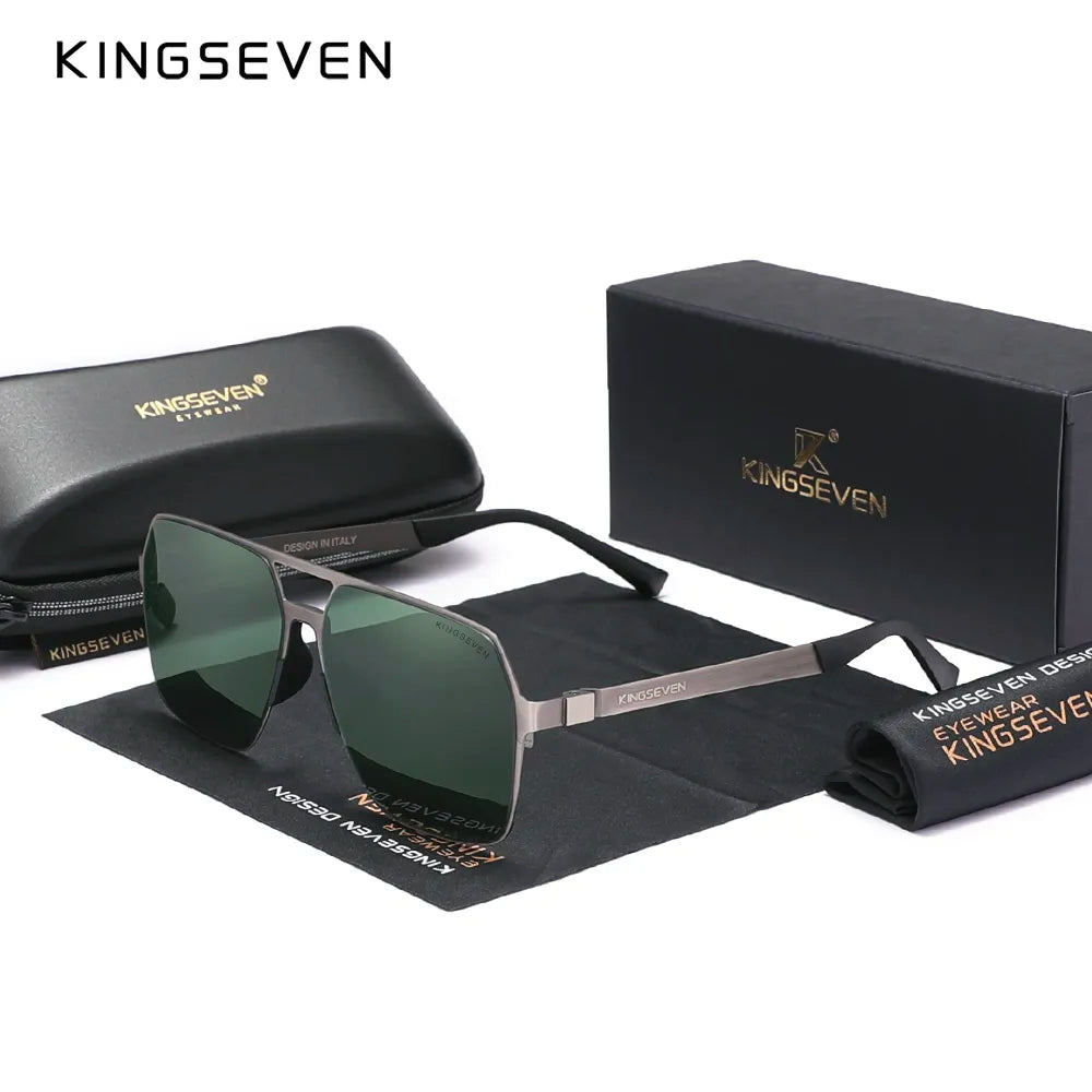 KINGSEVEN 2023 New Driving Men's Polarized Sunglasses Ultra Thin Temples Pilot Sun Glasses For Men UV400 Retro Eyewear-WAYBIKER