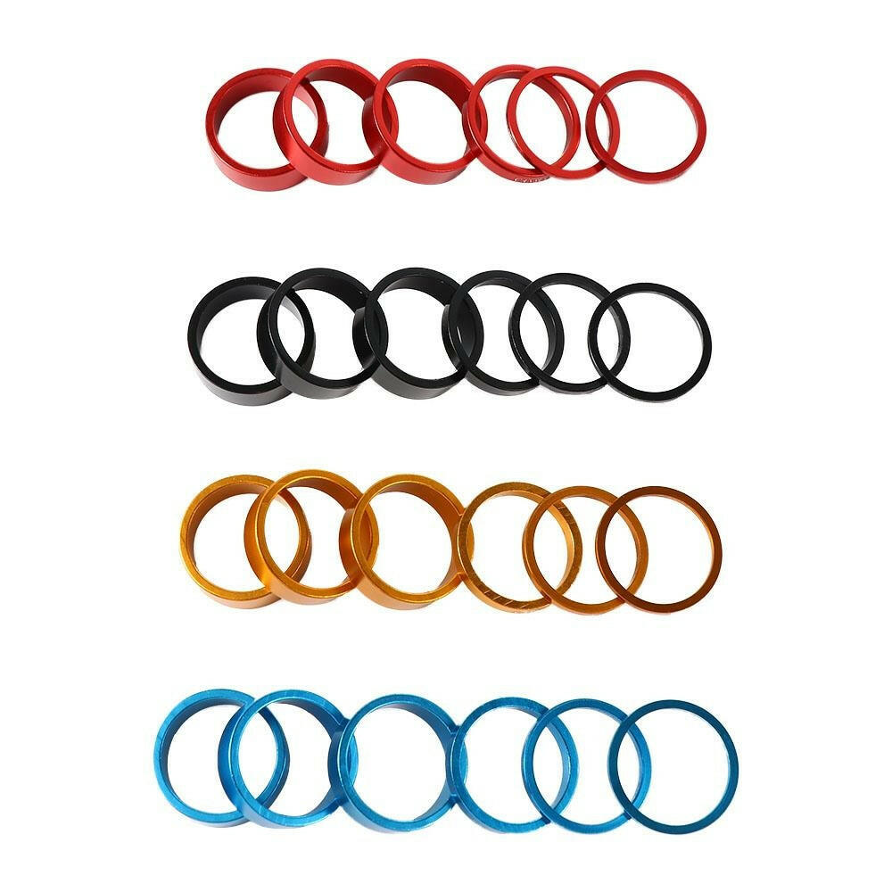 6pcs/set Aluminum Alloy Bike Headset Washer Mountain Bicycle Front Fork Washer Bike Stem Handlebar Spacers Ring Gasket