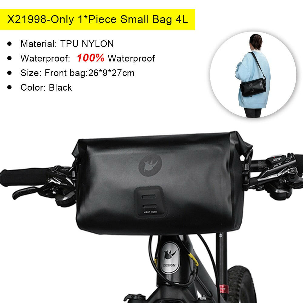 Rhinowalk Bicycle Bag Waterproof Big Capacity Handlebar Bag 1 or 2-piece Front Tube Cycling Bag MTB Frame Trunk Bike Accessories-WAYBIKER