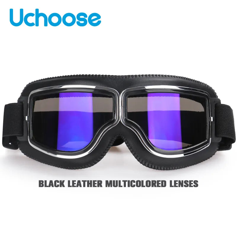 Windproof Bicycles Helmet Glasses Leather Safety Protective Anti-glare Motocross Cross-country Steampunk Glasses Easy To Carry-WAYBIKER
