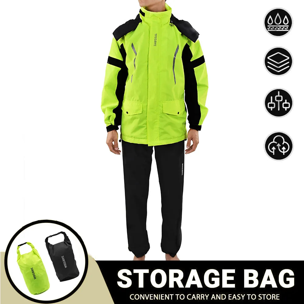 WOSAWE Cycling Raincoat Men Waterproof Windproof Rain Jackets Pants Suit Camping Fishing Clothing MTB Bike Ultralight Rainwear-WAYBIKER